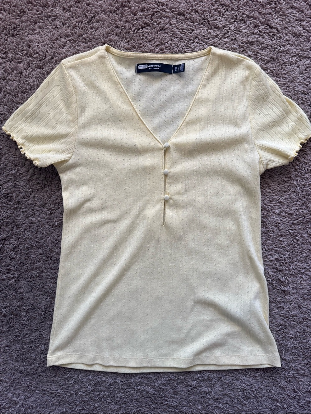 Vero Moda Maternity V-Neck Short Sleeve Top in Pale Yellow
